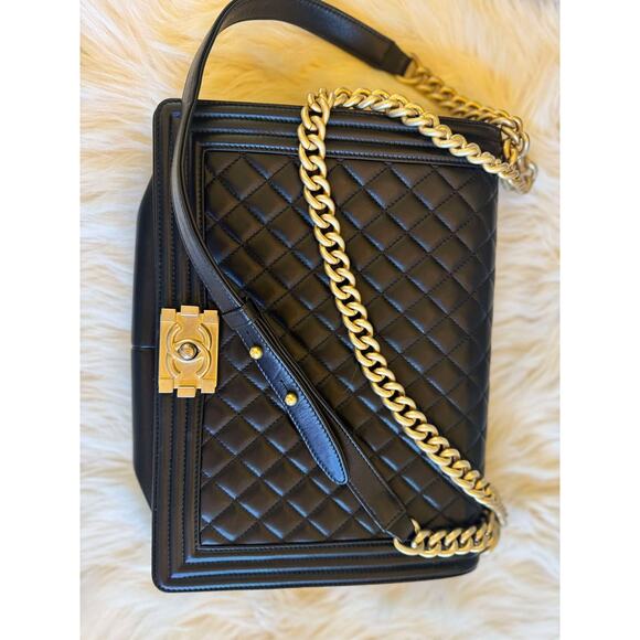 Authentic Large Chanel Boy Bag - Black with Gold Hardware - Picture 3 of 12